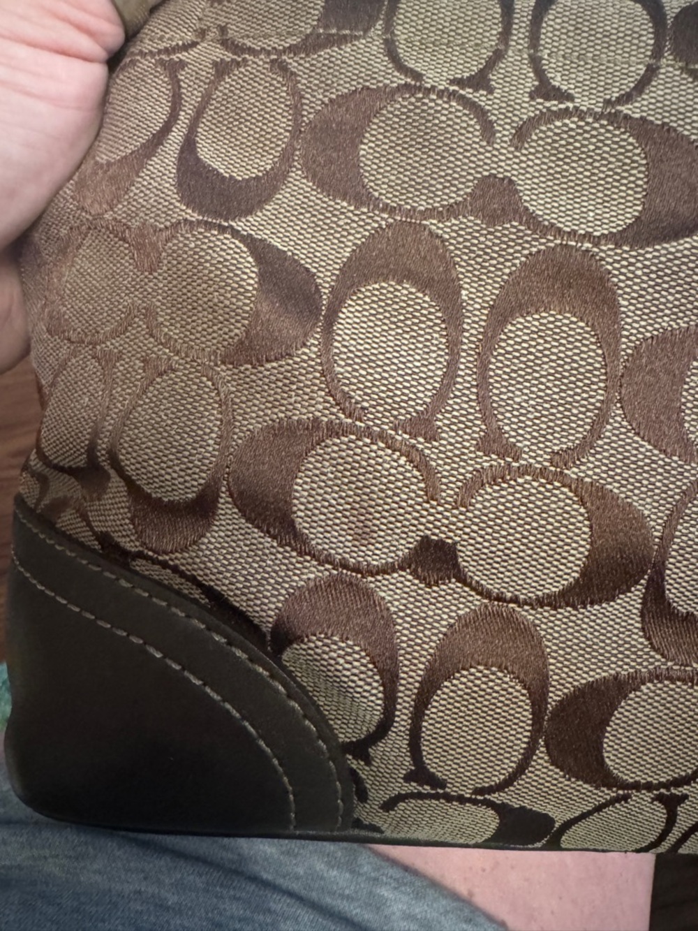 Coach Brown Logo Jacquard Shoulder Bag with Sparkle Cherry Charm - Picture 5 of 7